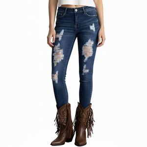 Lucky & Blessed Mid Rise Distressed Skinny Jeans Women’s Size 14